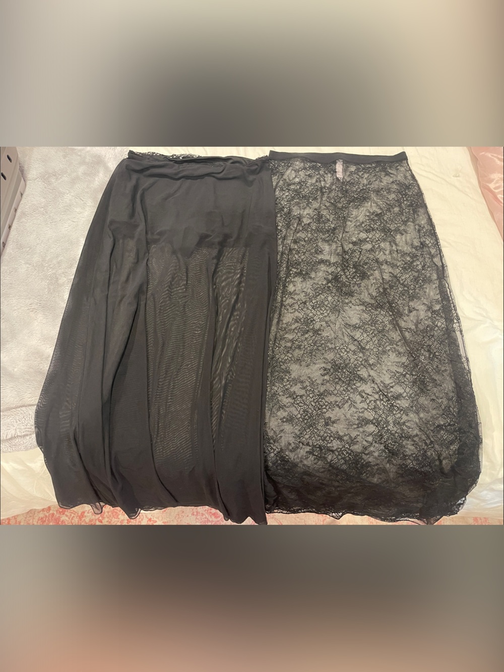 Zara Black Sheer Mesh and Lace Slip Skirts
